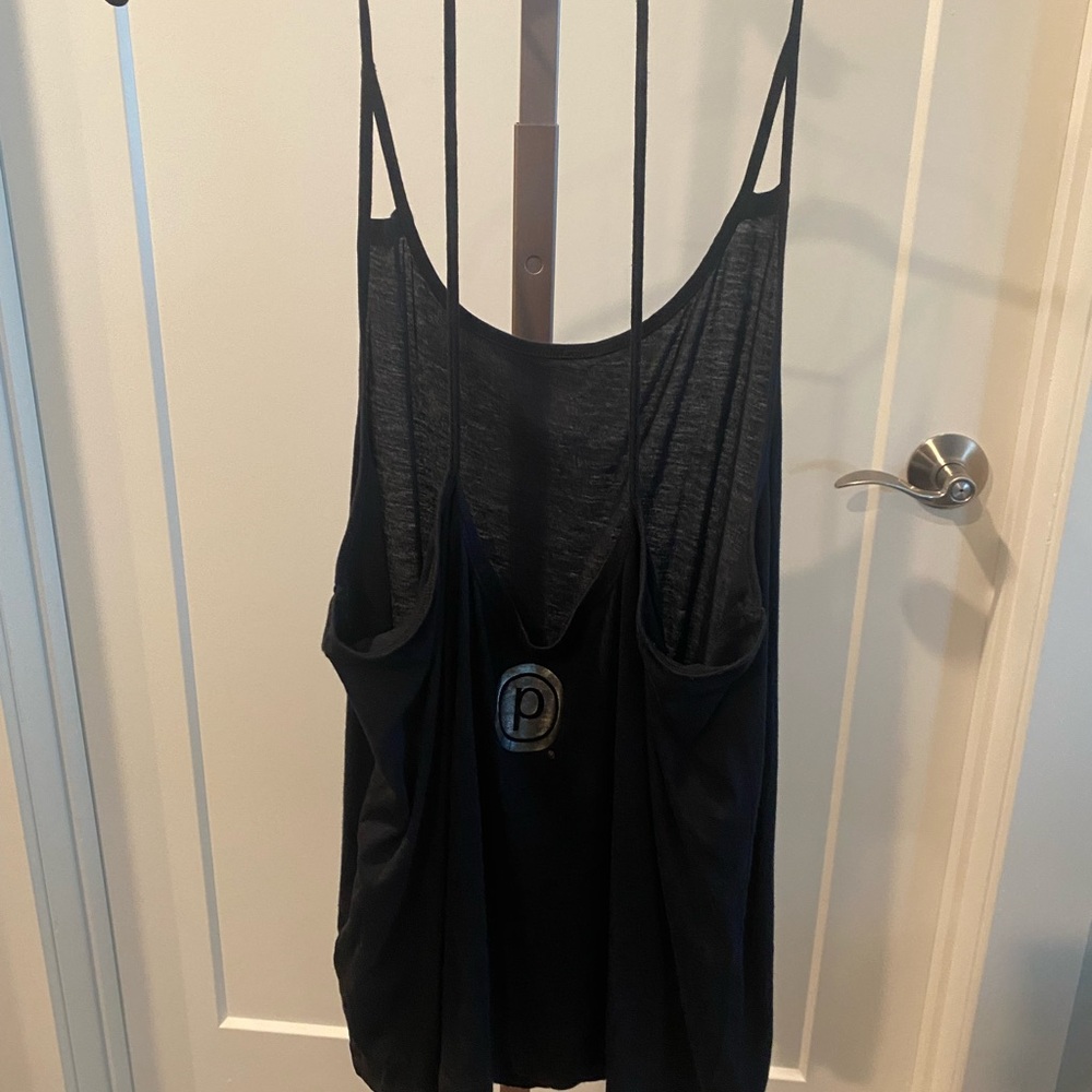 Pure Barre x Beyond Yoga Black Tank Top Silver Circle P Logo Size Small